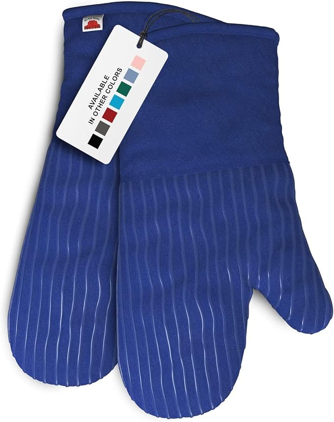 Big Red House - Silicone Oven Mitts - Dark Royal Blue Set of 2-12.5" - Heat Resistant to 536 F / 280 C Kitchen Gloves - Professional Grade Protection Hot Cooking Baking