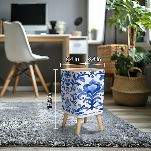 Small Trash Can with Lid Seamless vintage ornamental watercolor paint pattern for fabric Wastebasket with Press Cover Dog Proof Garbage Can Waste Bin for Kitchen Bathroom Nursery 2.6 Gallon