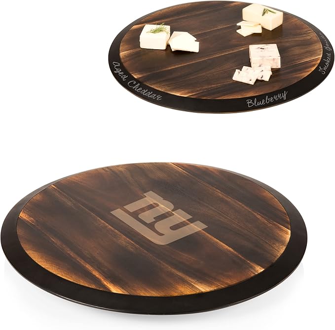 PICNIC TIME NFL Unisex NFL Lazy Susan Serving Tray, Wooden Turntable Round Charcuterie Board, Cheese Serving Platter