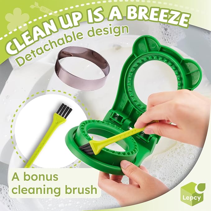 LEPCY Uncrustables Sandwich Maker Sealer Cutter, Crustless Sandwich Cutter, PB&J Uncrustable Maker - Color Green, Round Shape