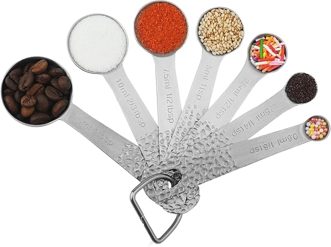 Measuring Cups and Spoons Set, 18/8 Stainless Steel Measuring Cups and Spoons Set for Baking & Kitchen, Metric & US Metal Measure Cup and Spoon for Dry & Liquid