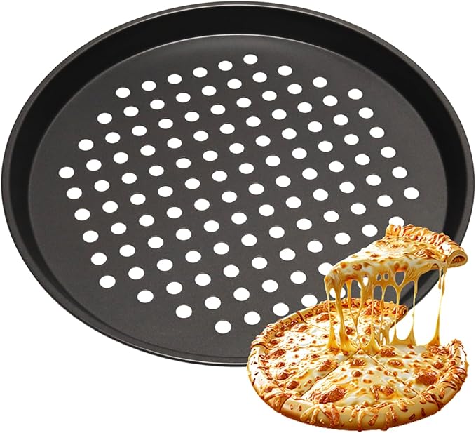10 Inch Round Pizza Pan with Holes, Carbon Steel Pizza Pans fo Frozen & Homemade Pizza, Nonstick Pizza Tray for Oven