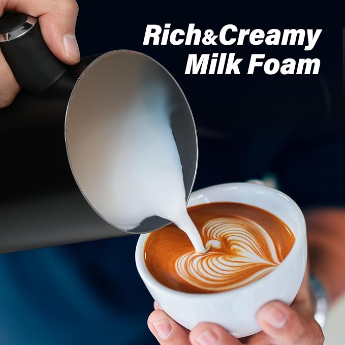 YSSOA Electric Milk Frother, 4-in-1 Automatic Milk Steamer Whisk Drink Mixer for Coffee, Frappe, Latte, Matcha, Hot Chocolate, Black