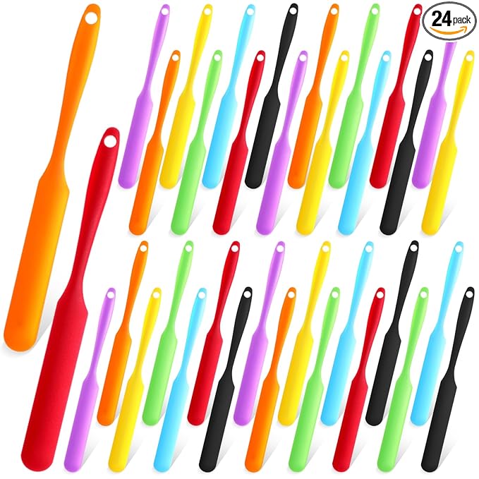 35pcs Jar Spatula,Silicone Jar Scraper with Long Handle,Jam Spreader Cake Cream Butter Spatulas, Silicone Spatula Waxing Applicator for Home Salon Body Use