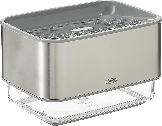 OXO Good Grips Stainless Steel Soap Dispensing Sponge Holder + OXO Good Grips Stainless Steel Soap Dispenser