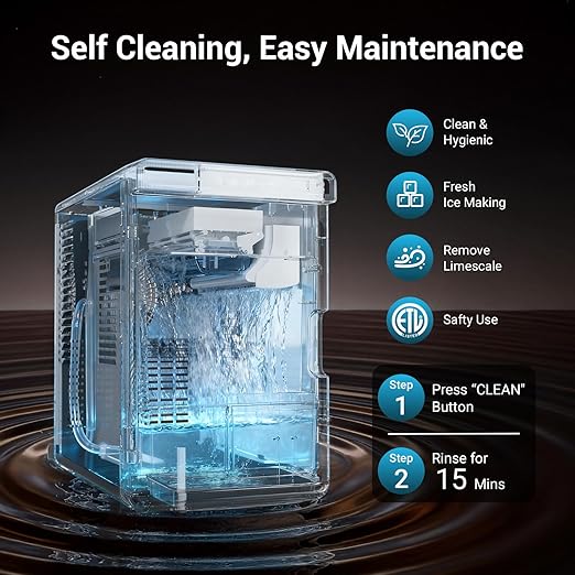 Crystal Clear Ice Cube Maker Countertop, 1.6" Large Square Ice Cube, 3Pcs Rapid in 25Mins, 150Pcs/Day, 24H Timer, Self-Cleaning Ice Maker with Adjust Ice Cube Size for Cocktails, Whiskey & Bourbon