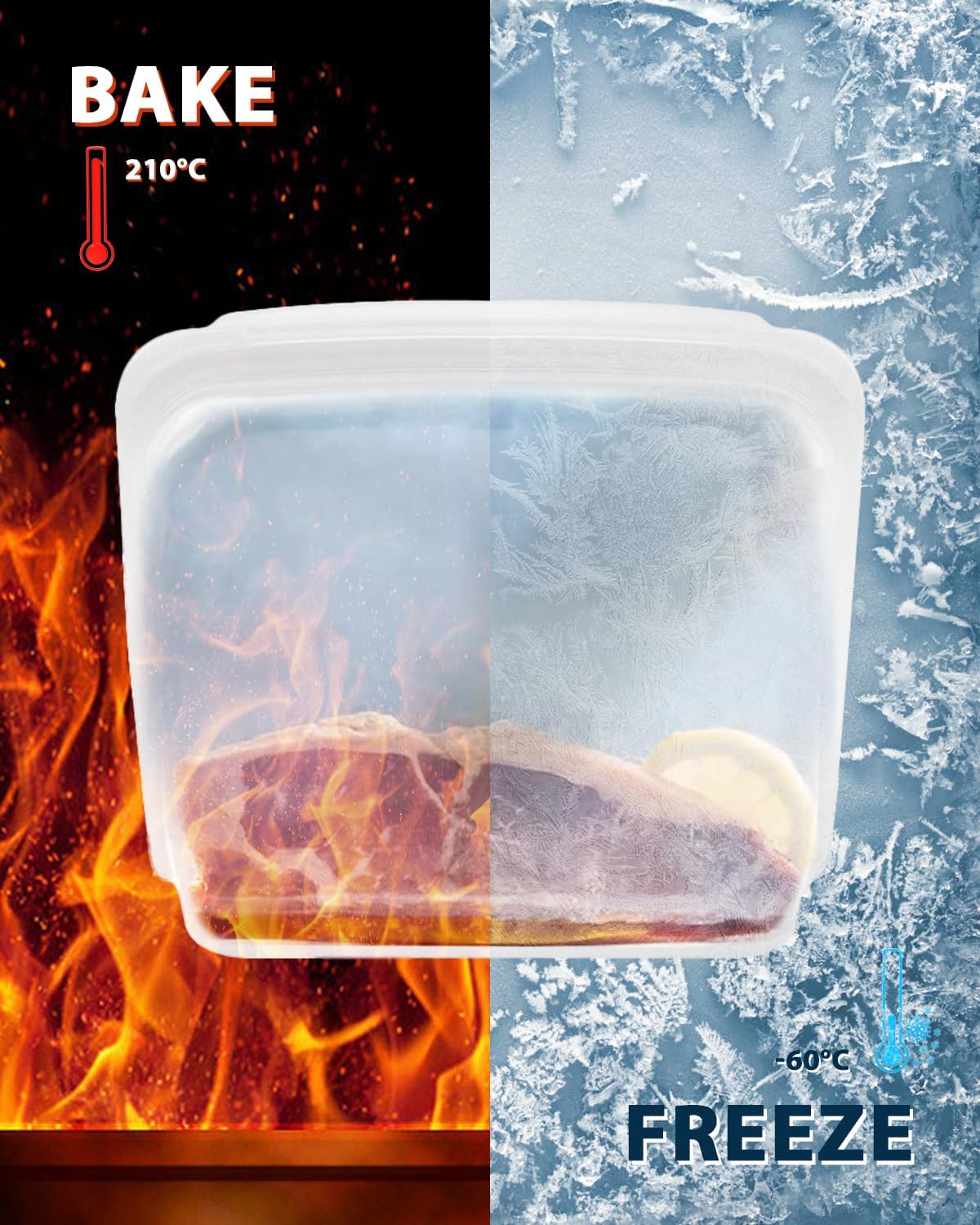 Reusable Silicone Storage Bag, 8Pack Pocket, Snack, and Sandwich Bag, Endurables Seal-Top Silicone Bags for Food Storage, Freezer, Microwave, Oven, Dishwasher Safe (Clear)