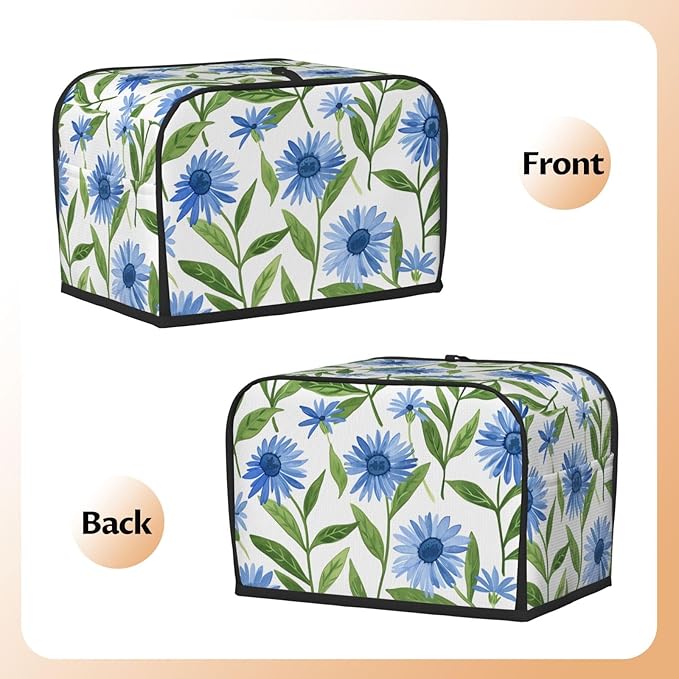 Cornflower White Flowers Toaster Cover 2 Slice, Cute Rural Bread Machine Cover, Washable Dust-Proof Cover for Kitchen Small Appliance Cover,with Top Handle