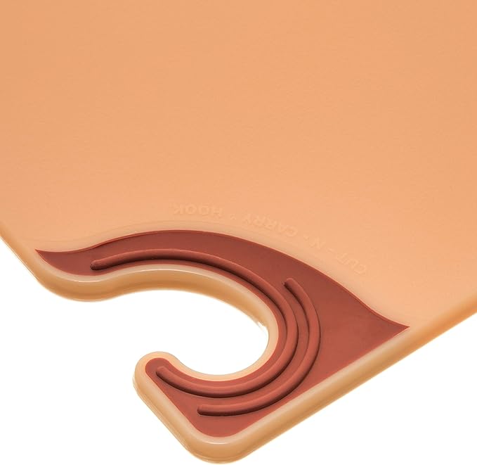 San Jamar Saf-T-Grip Plastic Cutting Board with Safety Hook, 9" x 12" x 0.375", Brown, (Pack of 6)