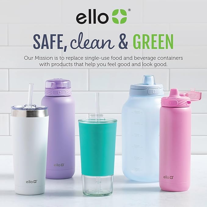 Ello Pop & Fill 22oz Stainless Steel Water Bottle with Quick Fill Technology, Double Walled and Vacuum Insulated Metal, Leak Proof Locking Lid, Sip and Chug, Reusable, BPA Free, Heavenly Hues