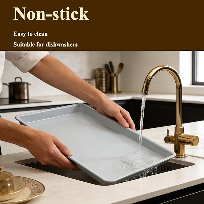 Cookie Sheets for Baking 18x13", Half Ceramic Baking Sheet, Non-Stick & Non-Toxic Ceramic Coating, 2.2mm Thick Aluminum Oven Trays for Cooking, PTFE & PFOA Free