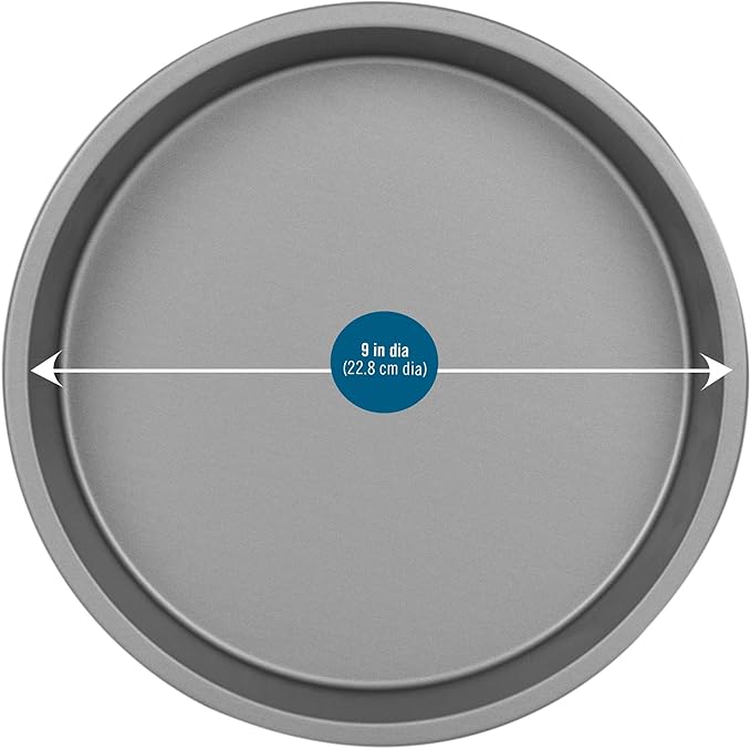 OvenStuff HG368-AZ Nonstick Bakeware 9" Round Cake Pan, Set of 3, Grey