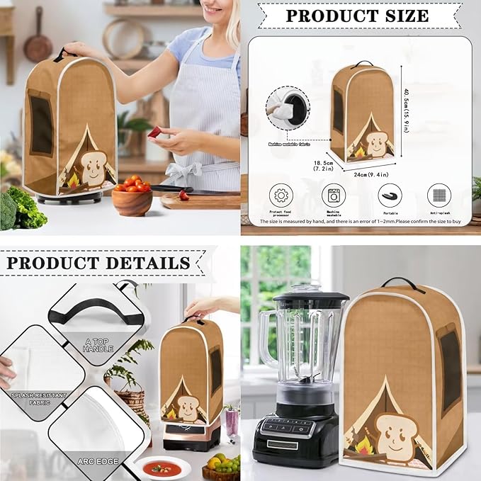 Funny Cartoon Toast Print Appliance Covers Set Washable Kitchen Blender Dust Cover Bread Maker Toaster Cover 2 Slice Kitchen Accessories Size S