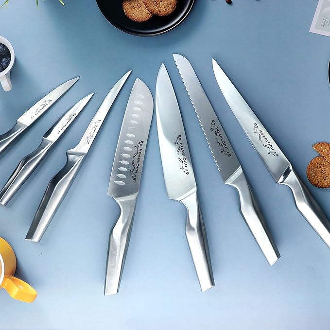 Knife Set with Block Knife Set German Stainless Steel 17 Piece Kitchen Knife Set Knife Knives Set，We Will also Throw In 1 Box Of 5 Piece Wine Corkscrew Set!