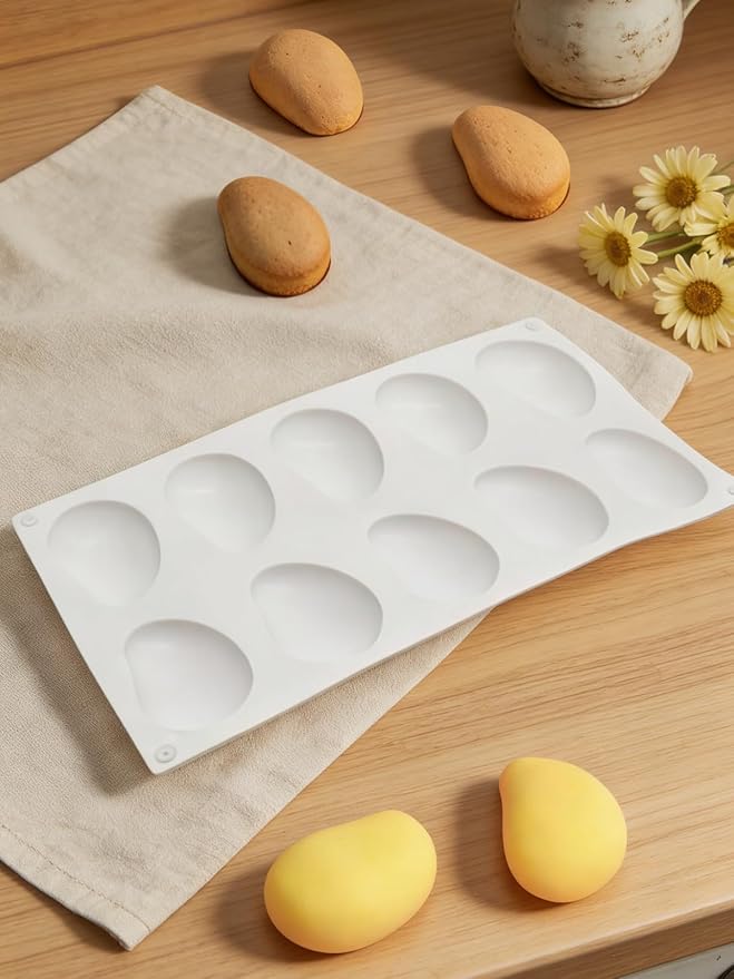 10 Cavity Silicone Mango Molds - Mangos Fruit Shaped Fondant Mold for Chocolate, Candy, Ice Cream, Mousse Cake, Soap, Resin, Lotion Bar, Ice Cube (Mango)