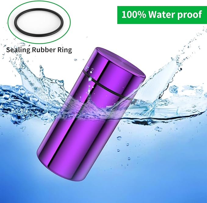 TecQach Portable Aluminum Storage Jar 3-Pack,Airtight Smell Proof Container, Metal Waterproof Small Bottle Multipurpose Container for Coffee & Teas, (Purple+Green+Blue)