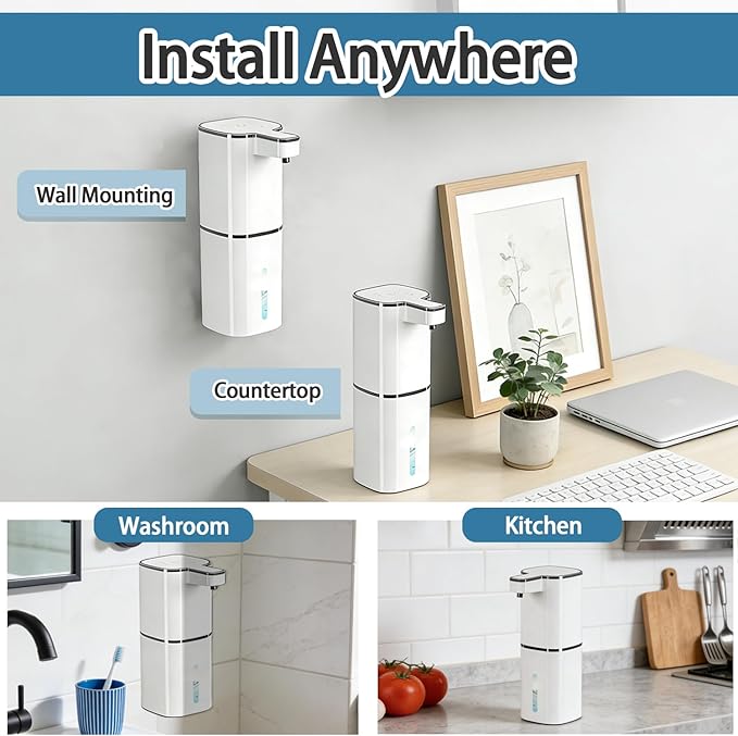 Automatic Soap Dispenser, Dish & Hand Foaming Soap Dispenser for Bathroom Kitchen, Liquid Auto Smart Electric Foam Pump Touchless，420ml-4 Levels Adjustable
