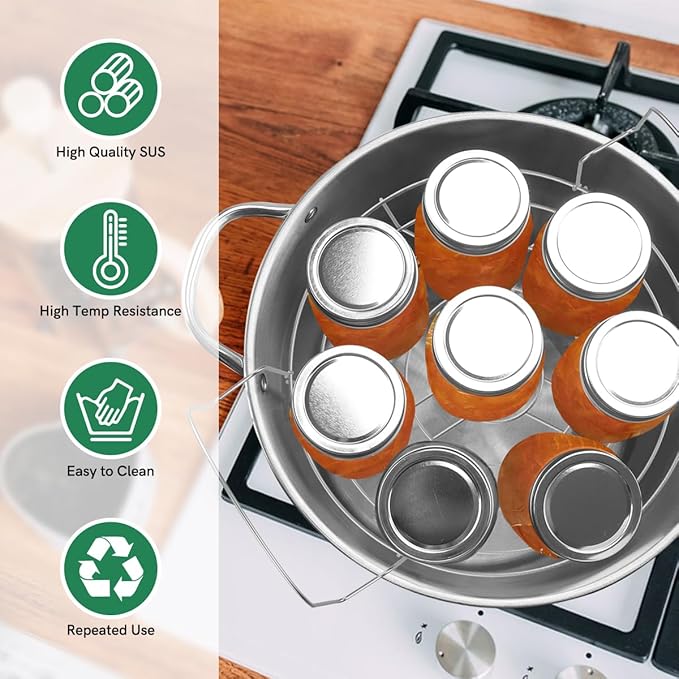 Fulgutonit Stainless Steel 21.5 QT Canning Pot with Rack & Lid, Canning Supplies Starter Kit and 6 Pieces Tools Set, Water Bath Canner for Beginner