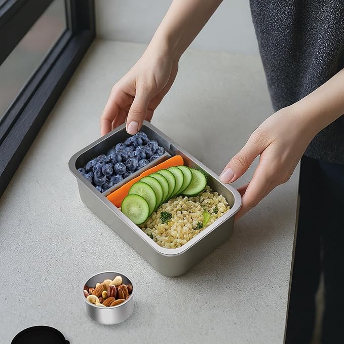 Bakpoco Stainless Steel Bento Lunch Box Set for Adult - 42oz Leak-Proof Bento Lunch Box Container with Thermo, Insulated Bag for Work Travel Dining Out