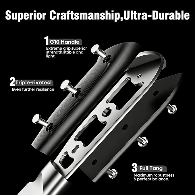 PAUDIN Chef Knife 8 Inch, Professional Kitchen Knife, 7Cr17MoV German Stainless Steel Forged Chefs Knives with Ergonomic G10 Handle, Classic Chef's Knives Meat Knife with Gift Box
