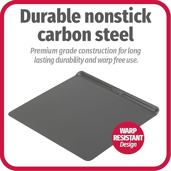 GoodCook AirPerfect Insulated Cookie Sheets Set of 2 Nonstick Carbon Steel Construction Pans for No-Burn Baking with Ergonomic Grip, 16 x 14-Inch, Gray