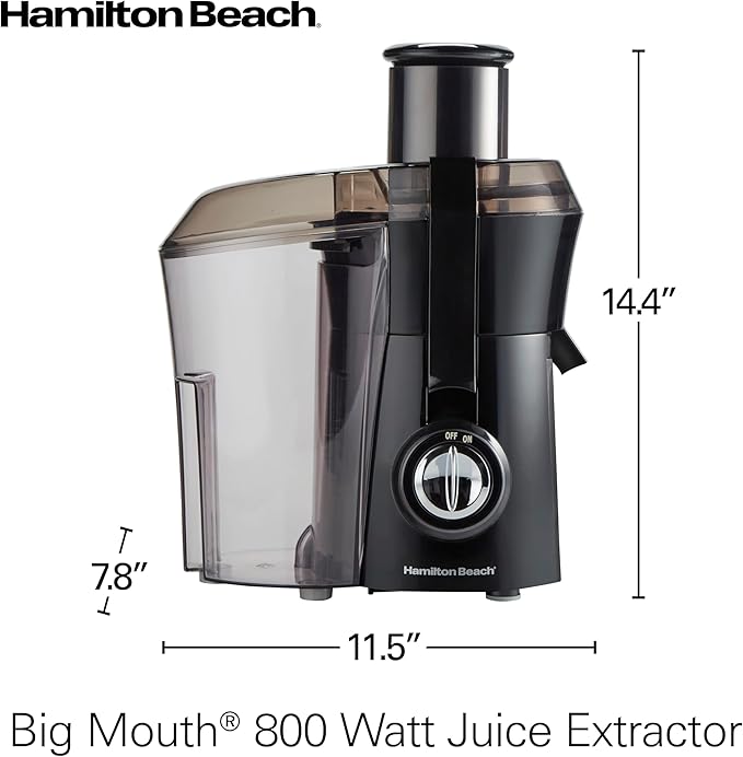 Hamilton Beach Juicer Machine, Big Mouth Large 3” Feed Chute & 4.5oz Electric Coffee Grinder For Beans, Spices & More, Stainless Steel Blades, Silver (80350RV)