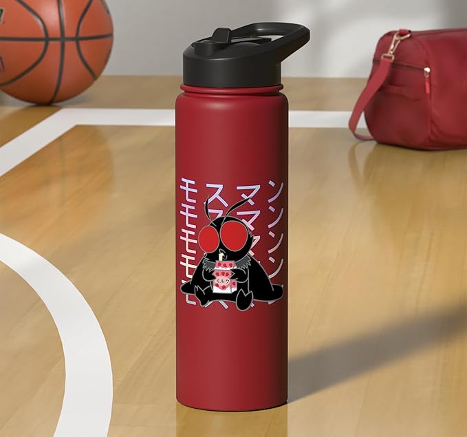 Mothman Kawaii Strawberry Milk Shake Carton Stainless Steel Insulated Water Bottle