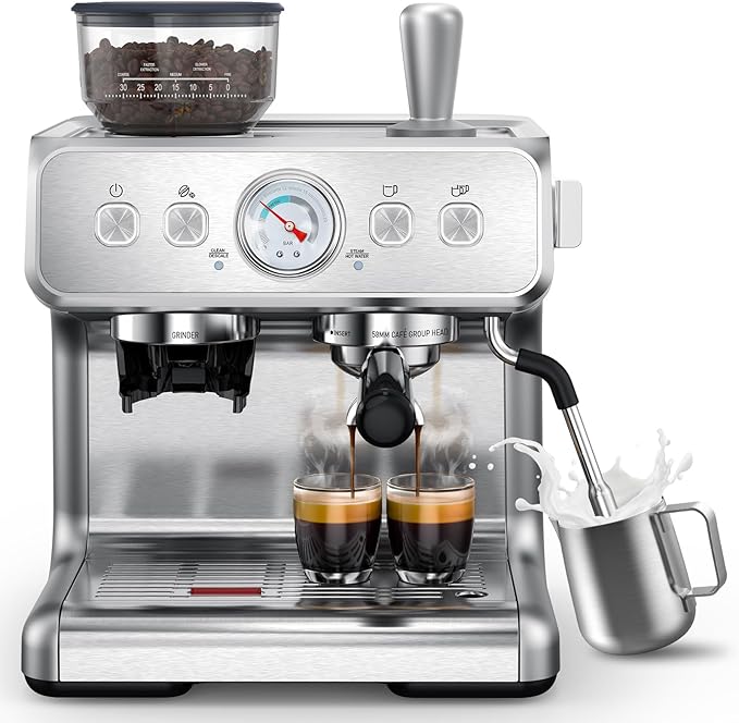 Kndko Dual Boiler Espresso Machine-Simultaneous Coffee & Steam, 20 Bar Espresso Coffee Machines with Grinder, Professional Expresso Coffee Maker for Home, Coffee Shop, Small Café