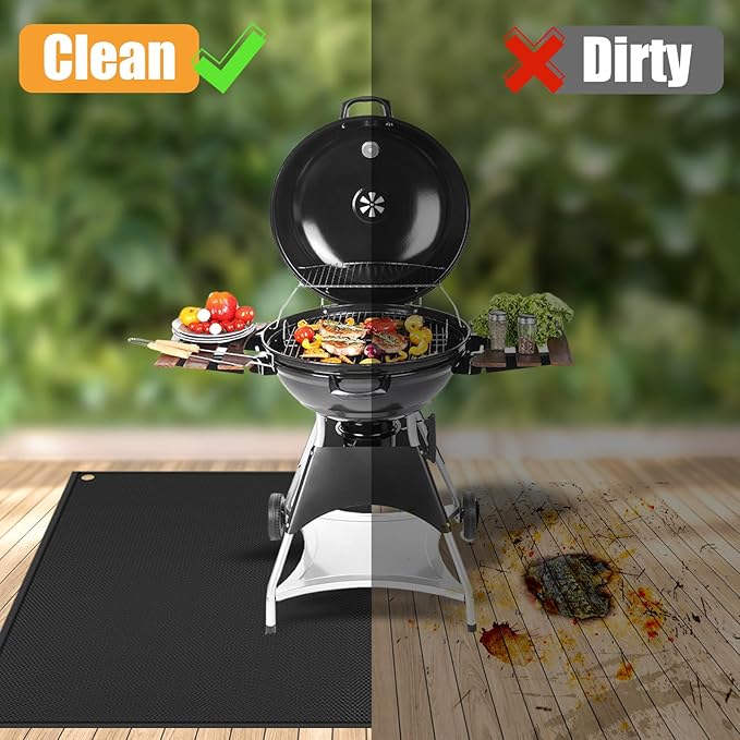 TOHONFOO 90 x 48 in Extra Large Grill Mat for Outdoor Grill - Grilling Mats for Outdoor Grill to Protect The Deck, Patio, Pavers - Easy to Clean BBQ Mats - 0.6mm
