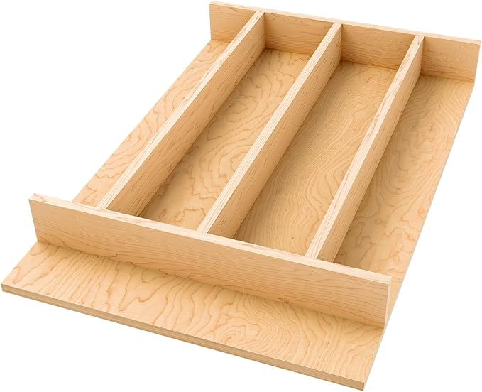 Rev-A-Shelf Natural Maple Right Size Utensil Insert Home Storage Kitchen Organizer 5 Compartment Drawer Accessory, 13-1/4" x 19-1/2", 4WUT-18SH-1