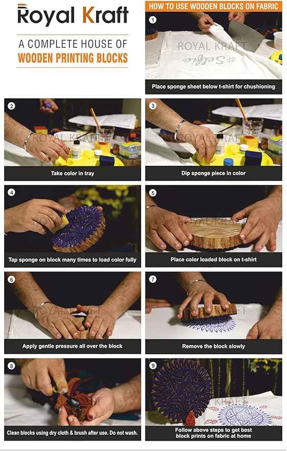 Royal Kraft Assorted Wooden Block Printing Stamps (Set of 250)
