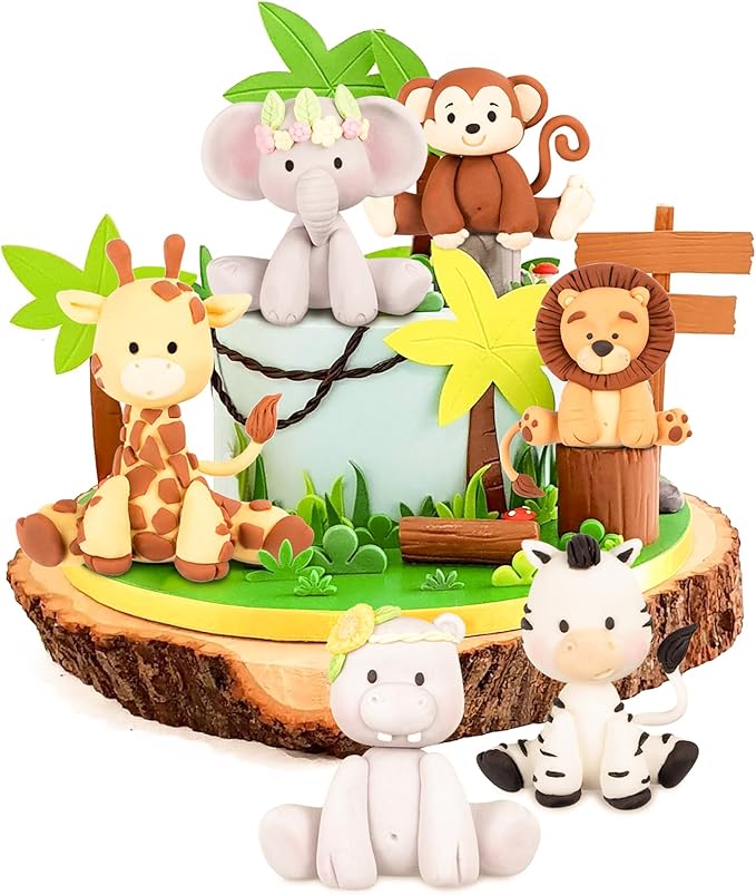 FUNSHOWCASE Jungle Animals Fondant Silicone Molds Sugarcraft Cake Decoration 6-count Height 2.6-3.6inch