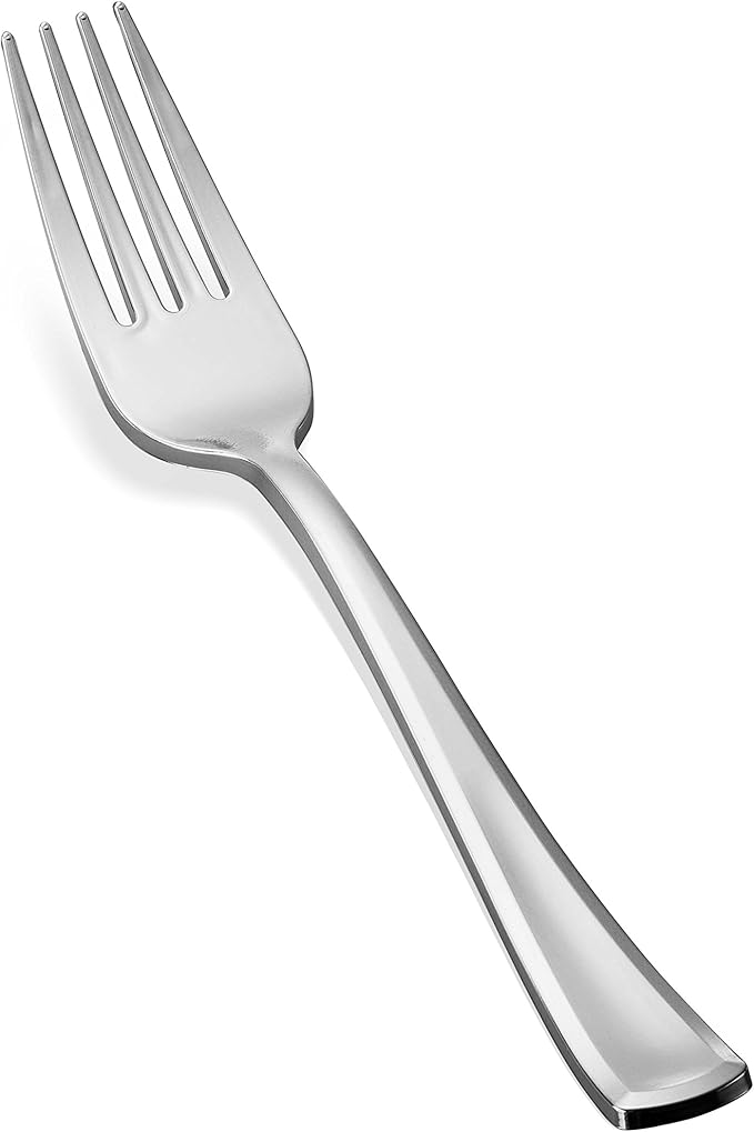 600 Plastic Silverware Set - Plastic Cutlery Set - Disposable - Flatware Set - 200 Forks - 200 Spoons - 200 Knives - Heavy Duty - Party Bulk - Silver