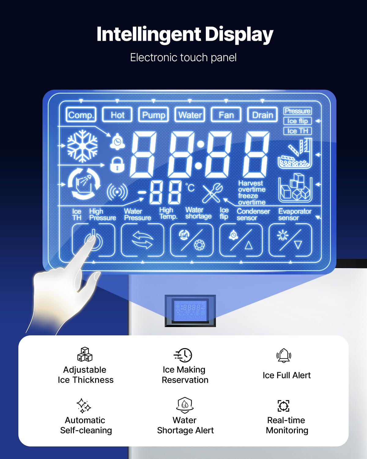 VEVOR Commercial Ice Maker Machine, 500LBS/24H Ice Making Machine with 250LBS Large Storage Bin, Auto Self-Cleaning Ice Maker Machine with Touchscreen for Bar Cafe Restaurant Business Commercial