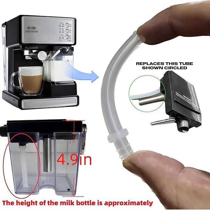 (2 pack) 162416-000-000 silicone tube Milk Frothing silicone Pipe Tube Compatible with Mr Coffee BVMC-ECMP1000 BVMC-ECMP1000RB BVMC-ECMP1102 Coffee Maker Milk foam straw