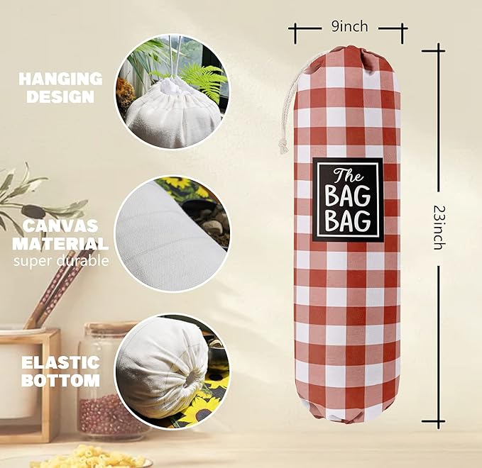 Funny Grid Bag Bag， Grocery Bags Holder Organizer For Shopping Bags, Wall Mount Plastic Bags Storage Container Dispensers, Gift For The Preferred Family And Friends