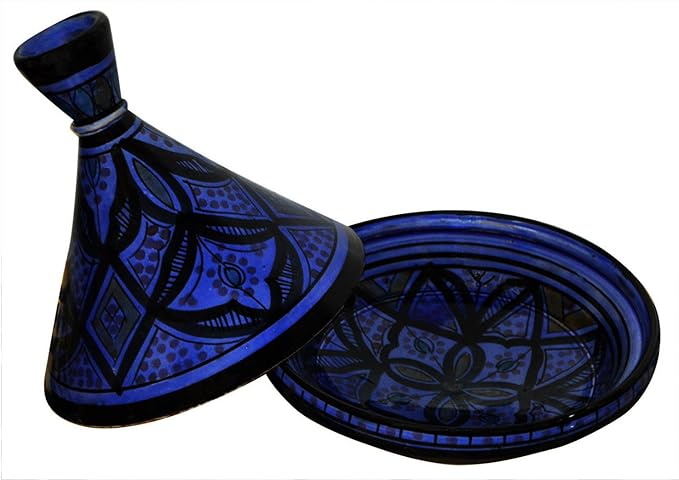 Moroccan Handmade Serving Tagine Exquisite Ceramic With Vivid colors Original 8 inches Across