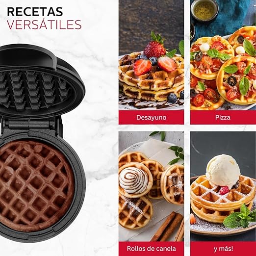 Holstein Housewares Personal Non-Stick Waffle Maker, Black - 4-inch Waffles in Minutes