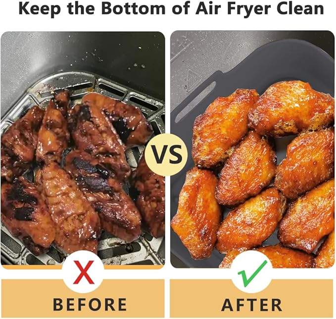2PCS Air Fryer Silicone Liners 8 Inch Square Food Safe Non-Stick Air fryers Basket Oven Accessories, Reusable Replacement of Flammable Parchment Liner Paper Fits above 6 QT Square Air Fryers