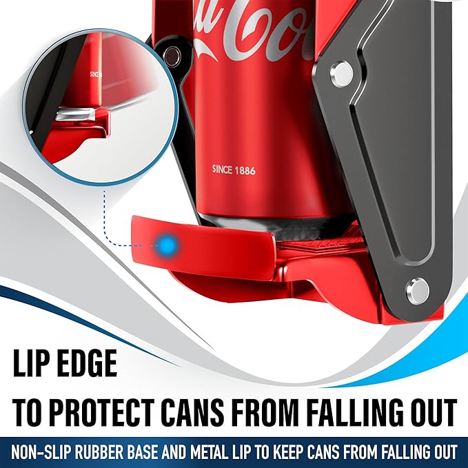 Can Crushers for Recycling - 16 oz Heavy Duty Aluminum Can Crusher Wall Mounted - Soda and Beer Can Smasher for Recycling with Bottle Opener - For 12 and 16 oz Cans - Easy to Install, Red - RamPro