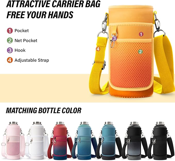 DYSANKY National Parks Water Bottle – 32 oz Insulated Stainless Steel Bottle with 63 Hand-Drawn Park Stickers, Carrier Bag, Strap & Gift Box – BPA-Free – Ideal for Hiking, Camping & Travel