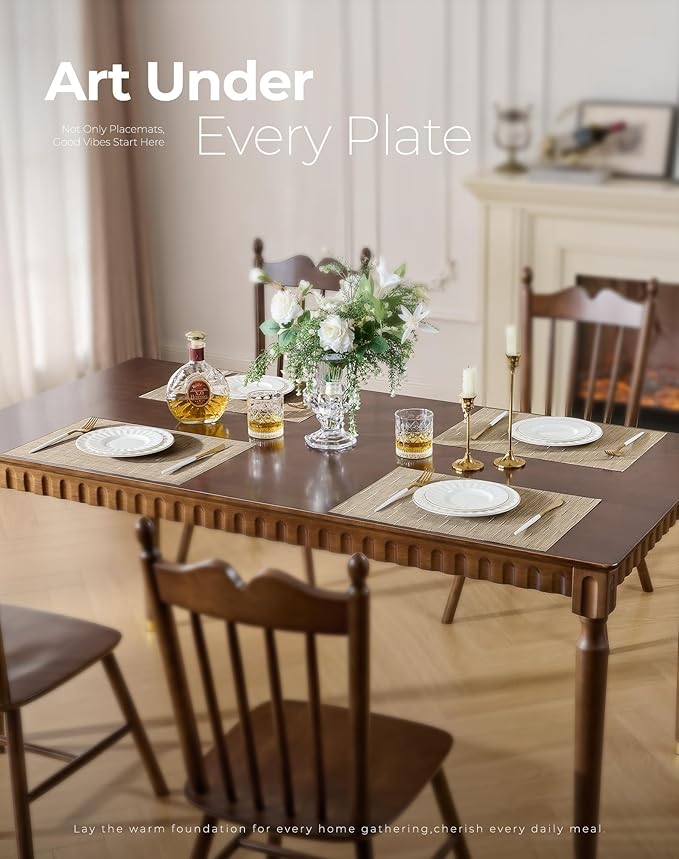 Leetaltree Light Brown Placemats Set of 24 - Heat Resistant Non-Slip Place mats for Dining Table, Washable Durable PVC Vinyl Woven Table Mats(Light Brown, 24)