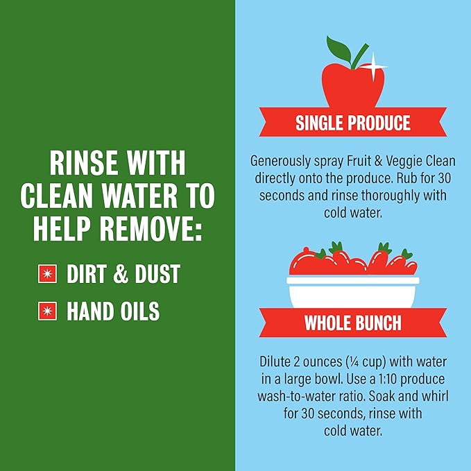 Rebel Green Fruit and Veggie Wash, Natural Fruit and Vegetable Produce Cleaner