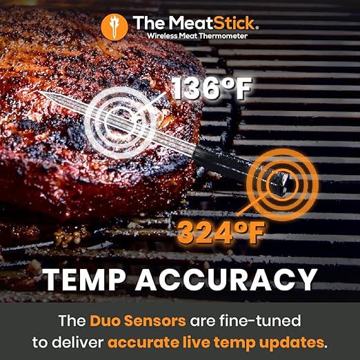 MeatStick Wireless Meat Thermometer for Grilling, Smoking, BBQ, Air Fryer, Deep Frying, Oven, Sous Vide