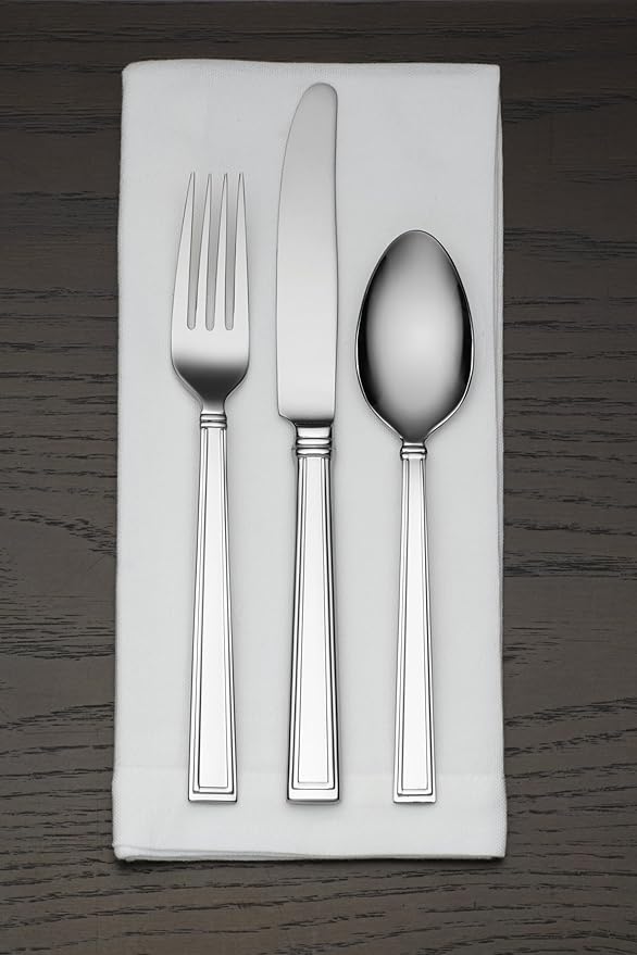 Lenox Bratton 65-Piece Flatware Set, 9.85 LB, Metallic