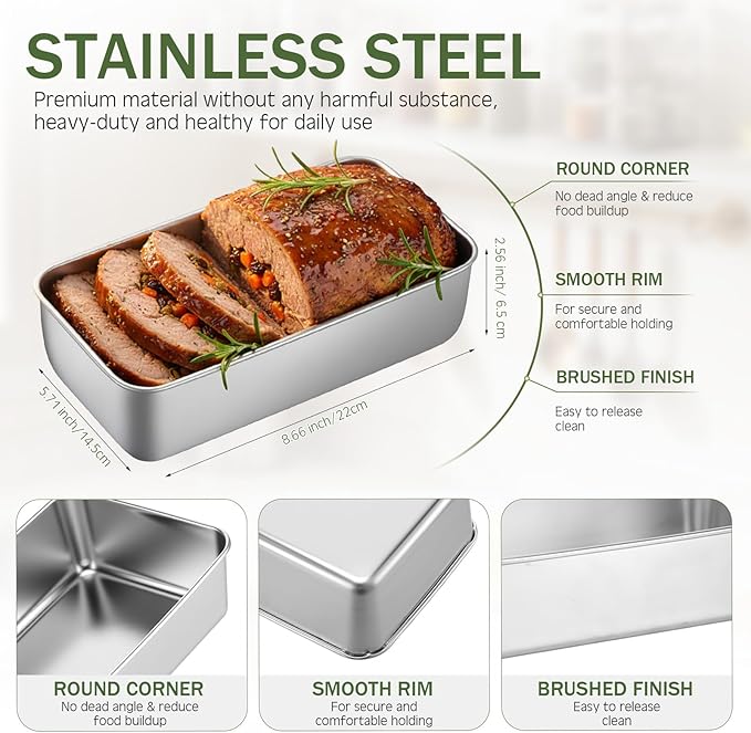 20 Pack Stainless Steel Loaf Pan Set 9 x 5 Inch Bread Baking Pans Banana Loaf Tins For Baking Cake Meatloaf Brownies Sourdough Lasagnas Dishwasher Safe