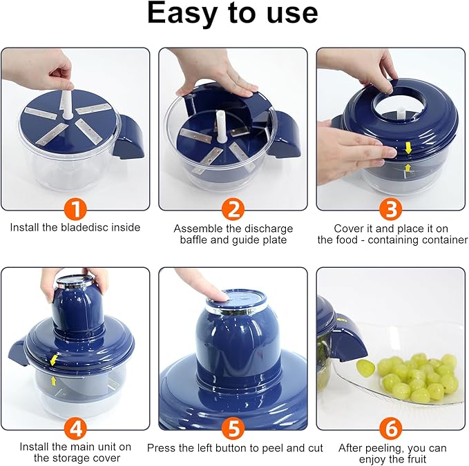 Automatic Garlic & Small Fruit Peeler - Rechargeable Electric Grapes Peeling Machine for Home, Commercial Kitchen - 1 Set (Blue)