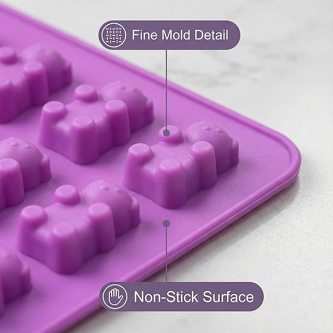Gummy Candy Molds - 5Pcs Silicone Gummy Mini Bear Molds With 2pcs Dropper,Non-stick and Bpa Free for Mini Candy Chocolate Gummies Baking