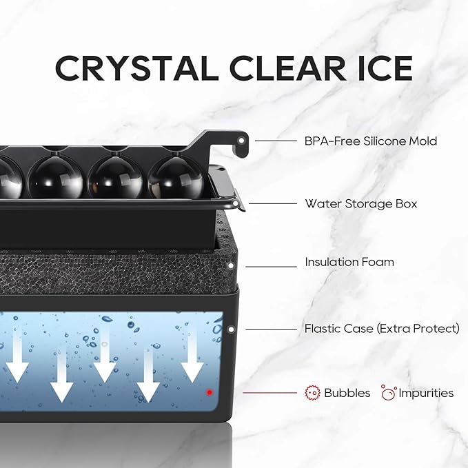 Mooues Clear Ice Cube Maker, 8 Large Whiskey Ice Cubes Mold, 2 Inch Silicone Ice Cube Tray, Easy-Release Sphere Ice Maker,Bourbon Gifts for Boss Dad Boyfriend Men Who Have Everything