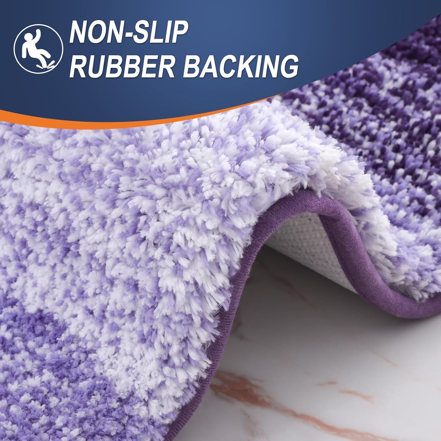OLANLY Bathroom Runner Rugs 47x20, Extra Soft Absorbent Microfiber Bath Rugs, Rubber Backing, Quick Dry, Machine Washable Bath Mats for Bathroom Floor, Tub and Shower, Home Decor Accessories, Violet